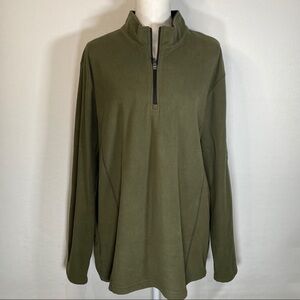 Ahead Army Green Fleece 1/3 Zip Pullover Sweater